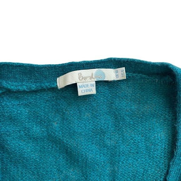 Boden Teal Knit Mohair Cardigan Size 6‎ V-Neck Pockets - Picture 3 of 6